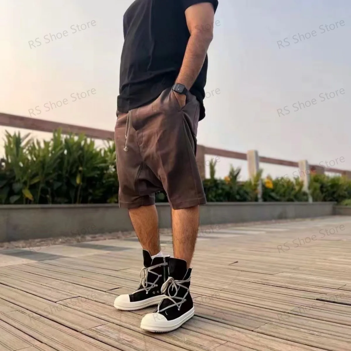 

Ro Classic Design Black Canvas Boot High Top Shoe Men Casual Shoes Luxury Zipper Women Sneaker Ankle Boots Sneakers