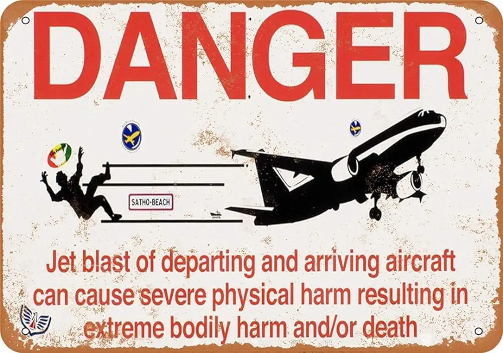 Saint Maarten Jet Blast Beach Warning Metal Sign Great Aluminum Tin es, Tinsigneua66673-aluminum