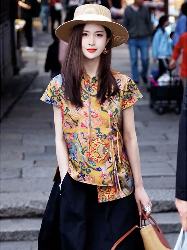 

Elegant Chinese Style Women's Shirt Summer 2026 New Fashion Short Sleeve High Quality Top Small Shirt Korean Version Loose Fit