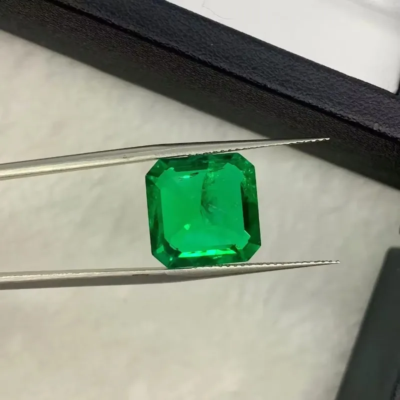 Colombian Emerald Asscher Cut Lab Grown gemstone  Available Hydrothermal Hand-cutting With Certificate For Jewelry Diy Making