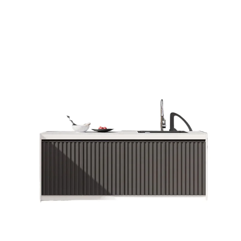 

LMM Outdoor Aluminum Alloy Wash Table Rock Slate Wash Basin Integrated Sink Sunscreen Locker