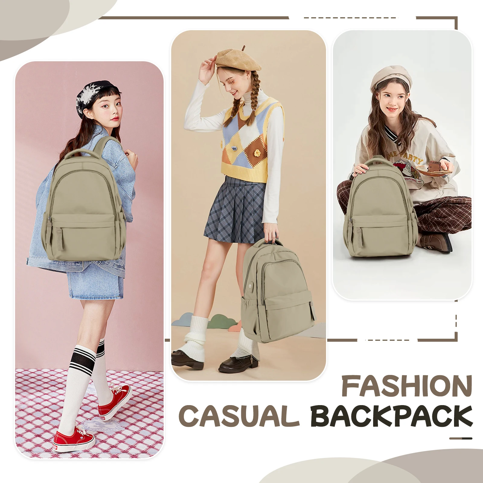 Trendy High School Girls School Backpack - With Multi Pockets - Perfect for Teenage Students, New Design Book Bag for Daily Use