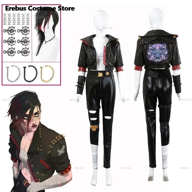 CyBoxer Violet Cosplay Arcane S2 Tv Lol Cosplay Mantel Tattoo Aufkleber Kostüm Spiel RolePlay Frauen Outfit Halloween Anime Cospl