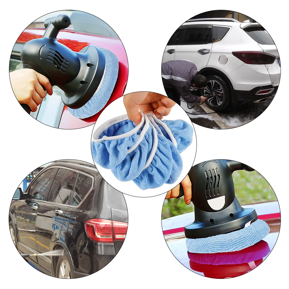 12pcs Car Polishing Disc Auto Waxing Applicator 5-6 inches Microfiber Bonnet Polisher Pad Polishing Accessories Cleaning Tool