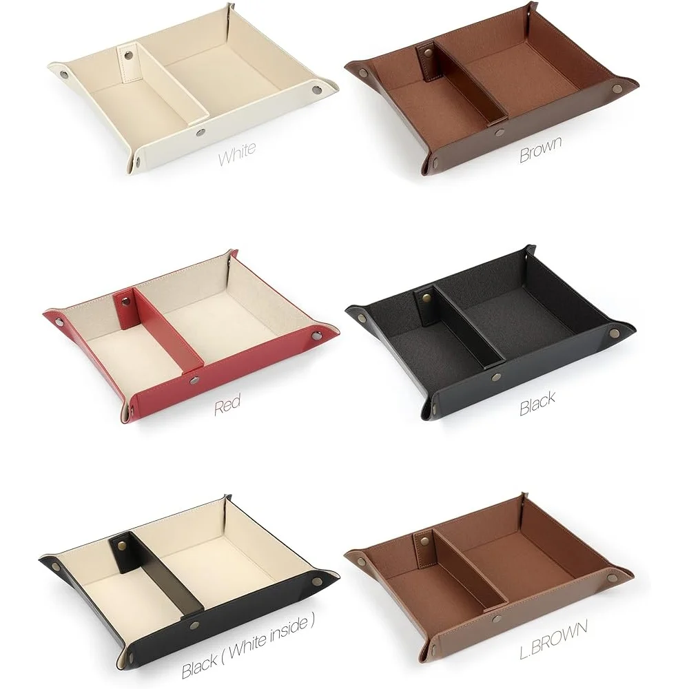 Leather Tray Organizer Lightweight Water Resistant Desk Storage Box Wallets Watches Keys Coins Cell Practical Accessory