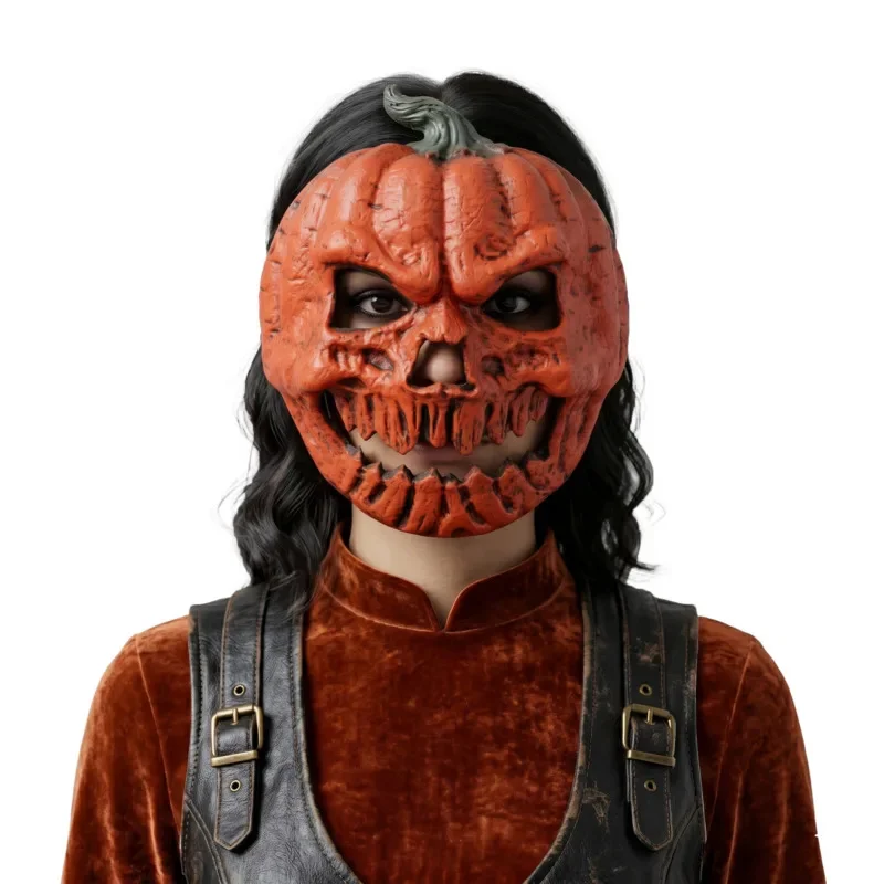 Halloween Pumpkin Mask Orange Full Face Lantern Horror Cosplay Carnival Masquerade Mardi Gras Party Costume Prop Decor