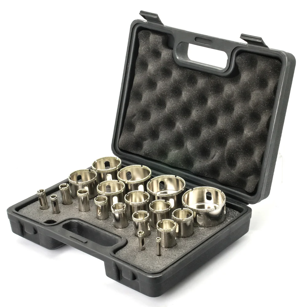 Imagem -03 - Diamante Revestido Drill Bit Grupo Porcelain Cup Saw Azulejo Mármore Vidro Granito Buraco Saw Bits de Perfuração Ferramentas Elétricas Acessórios 12 Pcs 19 Pcs