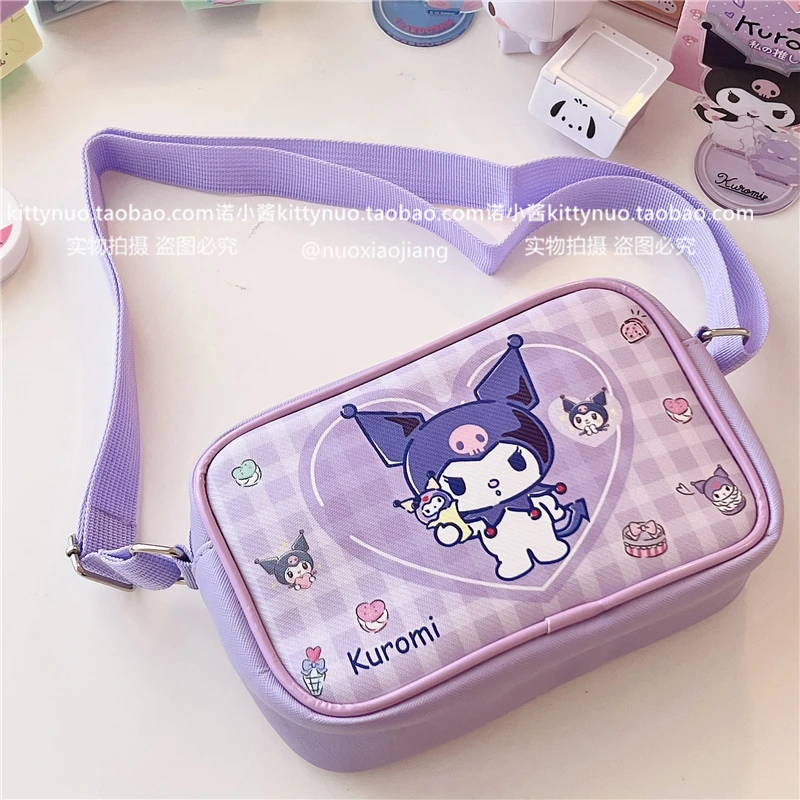 Sanrio cinnamoroll my melody kuromi-Bolso cruzado de PU para niñas, bolso de hombro de dibujos animados de gran capacidad, pequeño cambio