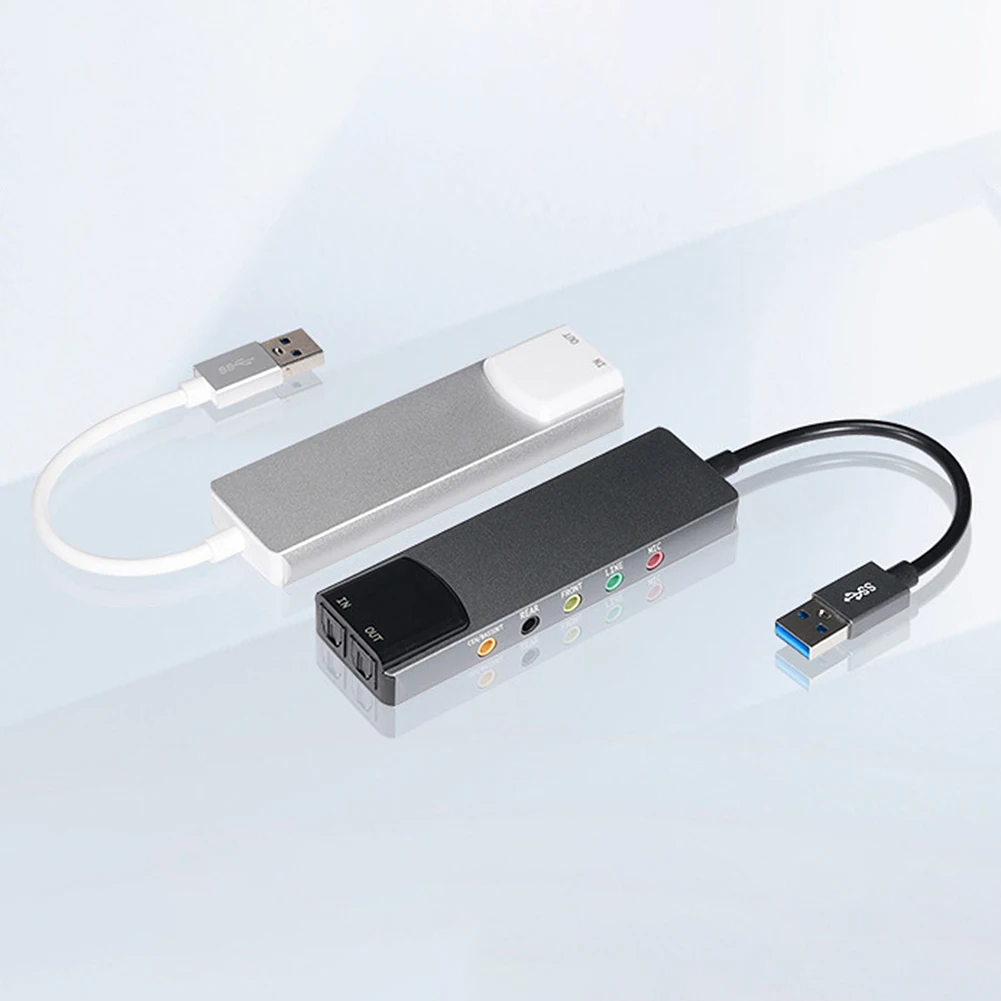 USB Sound Card Aluminium Alloy External Audio Card AC-3 DTS Headphone Adapter Soundcard 7.1 5.1 Channel Optical for PC Computer
