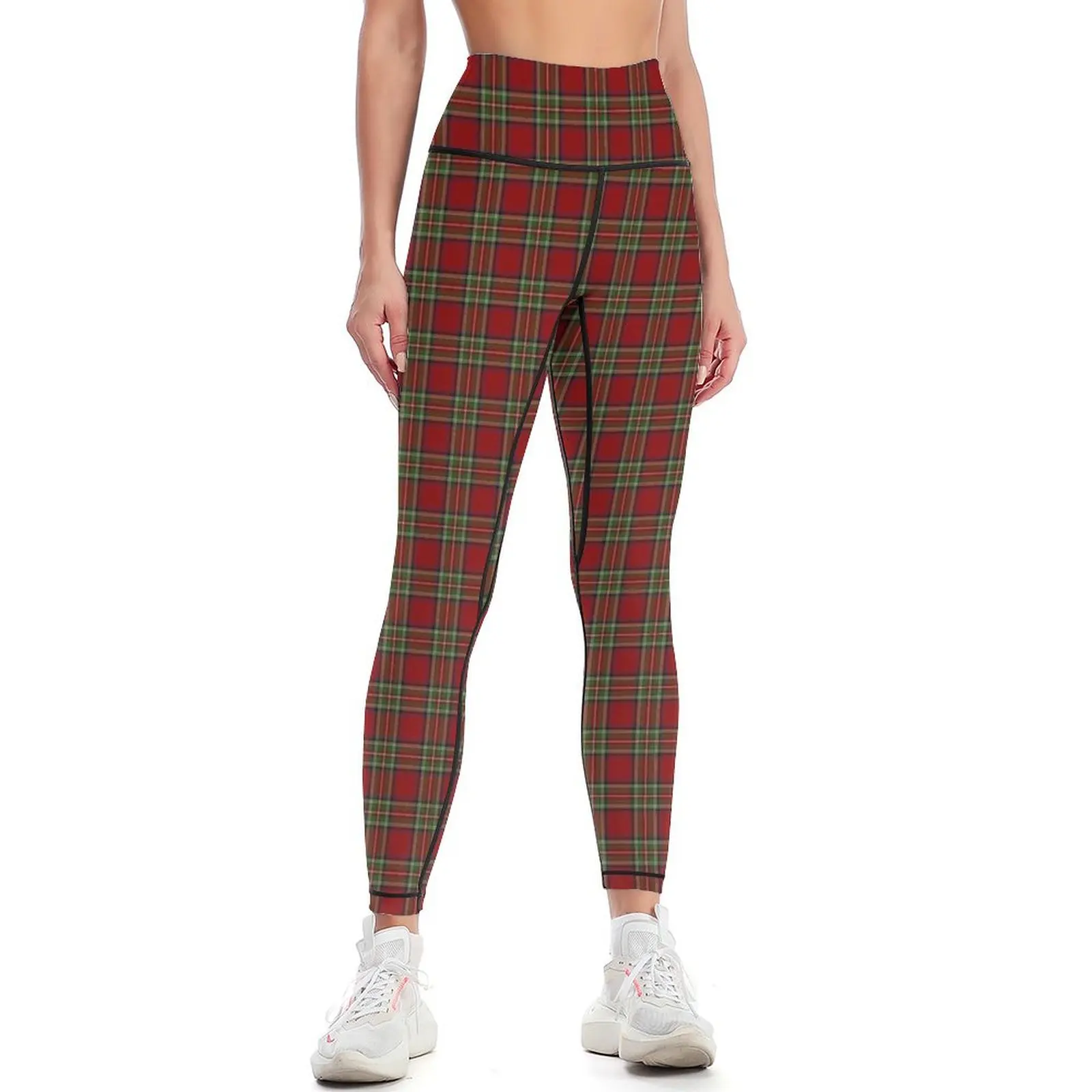 Pattern Red Tartan / Christmas Scottish Leggings trousers Leginsy push up Sportswear woman gym sports tennis for Womens Leggings