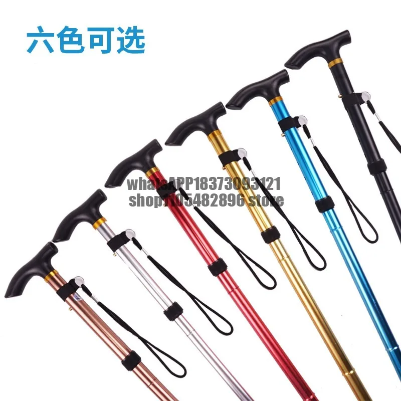 Outdoor hiking poles canes, hiking folding telescopic outer lock crutches, aluminum alloy walking poles, climbing equipment