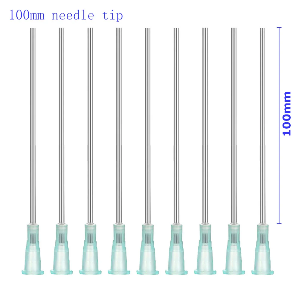 Seringa dispensador líquido com precisão pontas, tubo de aço inoxidável, cola dispensação, 100mm, 14g, 15g, 20g, 27g, 10 pcs/bag