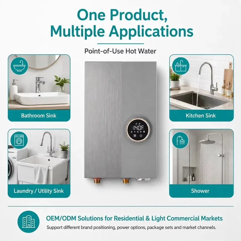 12-15kW Stainless Steel Calentador Instantaneo 220V Flow Control Valve Electric Water Heater Tankless Shower Bathroom Kitchen