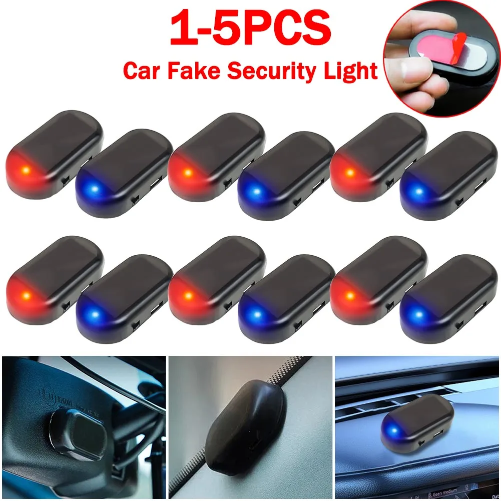 Solar Powered Car Fake Security Light Super Bright Red/Blue Simulated Dummy Alarm Light Wireless Anti-Theft Caution Signal Lamp