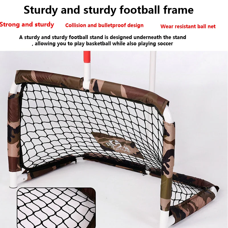 새로운 통합형 실내/실외 어린이용 이동식 농구 및 축구 스탠드 훈련 장비 (도어 프레임 농구대 포함)