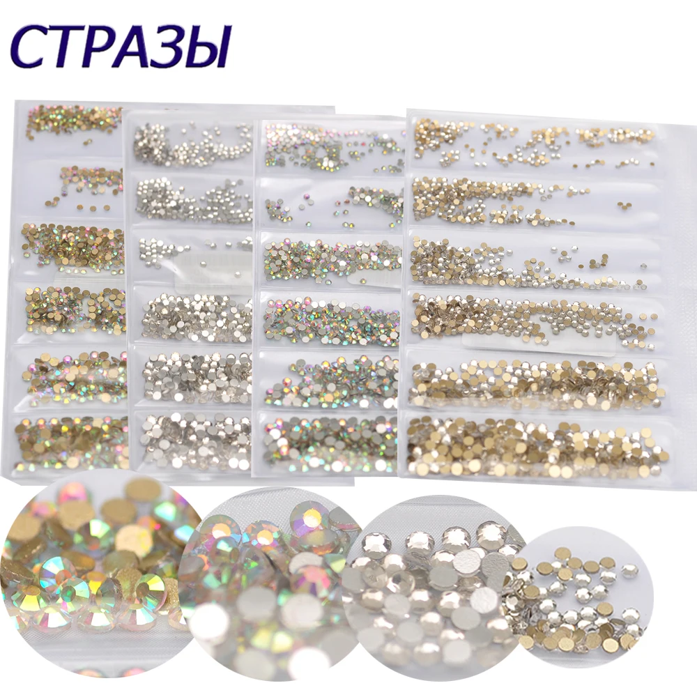 Mix Size 1440PCS SS3-SS10 Nail Art Rhinestones Crystal Flat Back Non Hotfix Stone Diamonds For 3D Nails Decorations