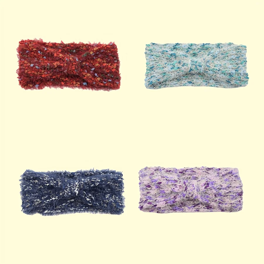 

Soft, Elastic, Warm and Fluffy Ear-warming Headband for Girls in Winter, Knitted Woolen Colored Velvet Headband, Bow Headband