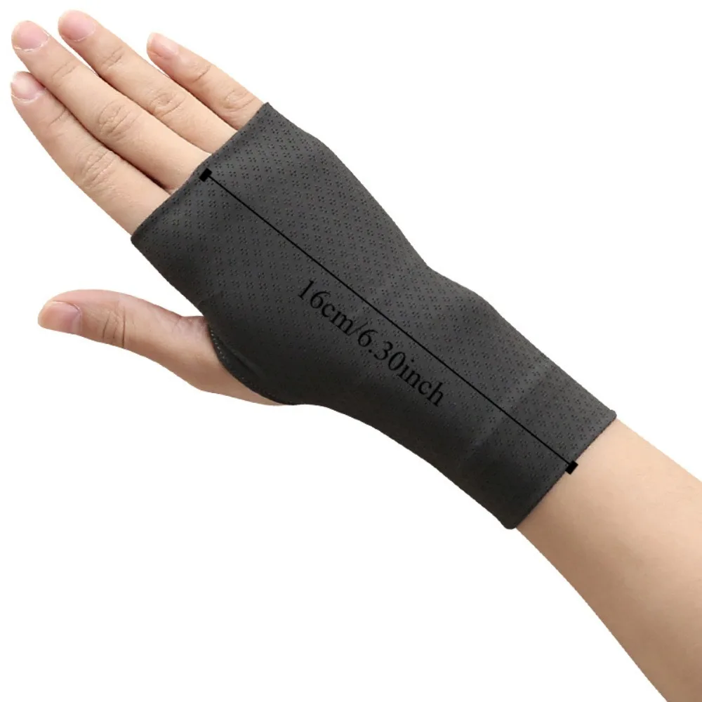 قفازات مرنة بدون أصابع رقيقة بلون نصف إصبع قفازات واقية من الشمس حماية المعصم معصمه المضادة للأشعة فوق البنفسجية قفازات الحرير الجليدي ركوب الدراجات