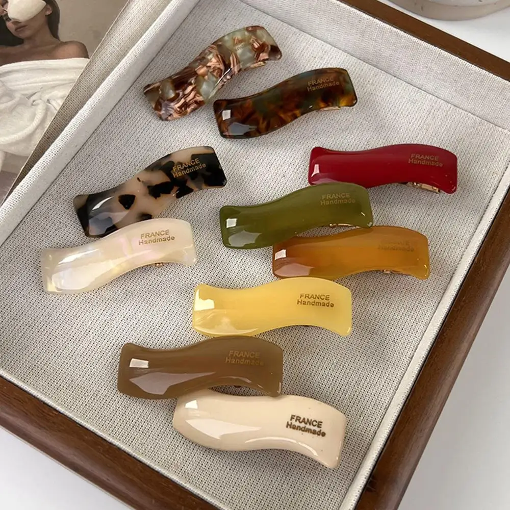 

Волнистая боковая заколка с краями, аксессуары для волос, заколки в виде утконоса с уксусной кислотой, заколки для волос, 10 цветов, волнистые ацетатные заколки для волос, простые