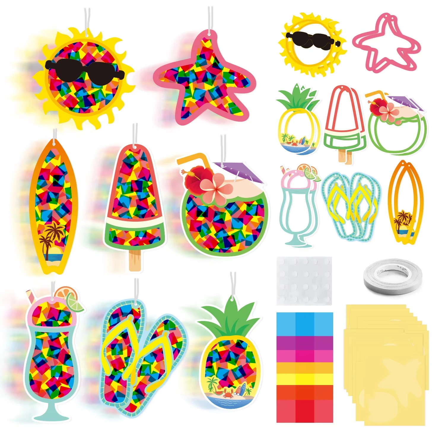 1 Set Kinder-Papierschneide-Bastelset für Künstler Papierkunst Hängende Ornamente DIY Fenster-Buntglas-Kunst für Familienfeiern