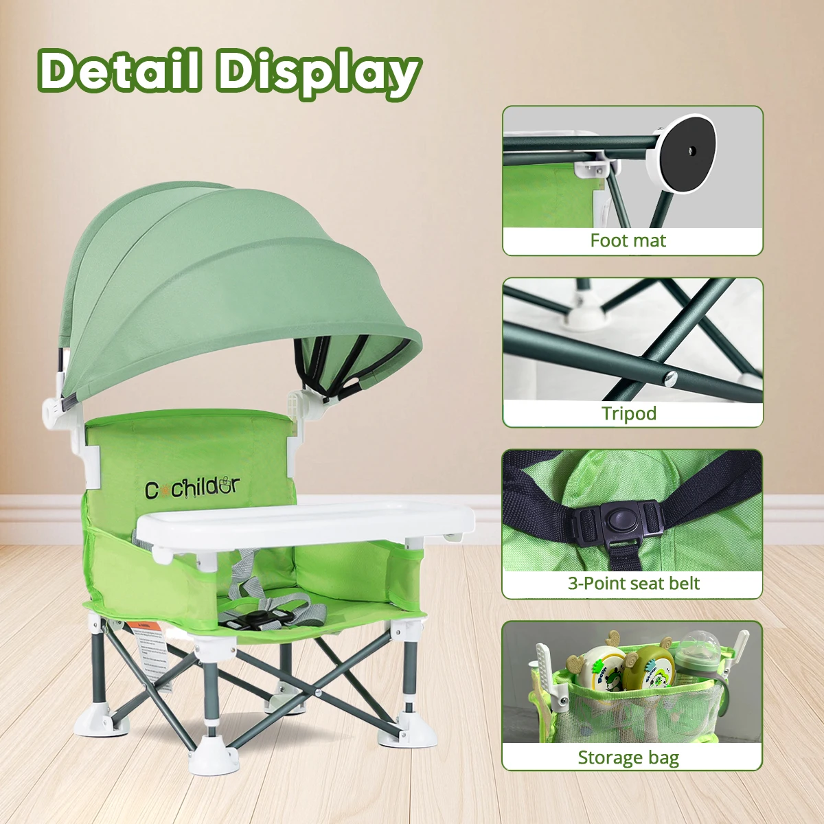 

Children's height-increasing chairs, foldable baby feeding chairs, outdoor travel camping chairs, Autumn Outings