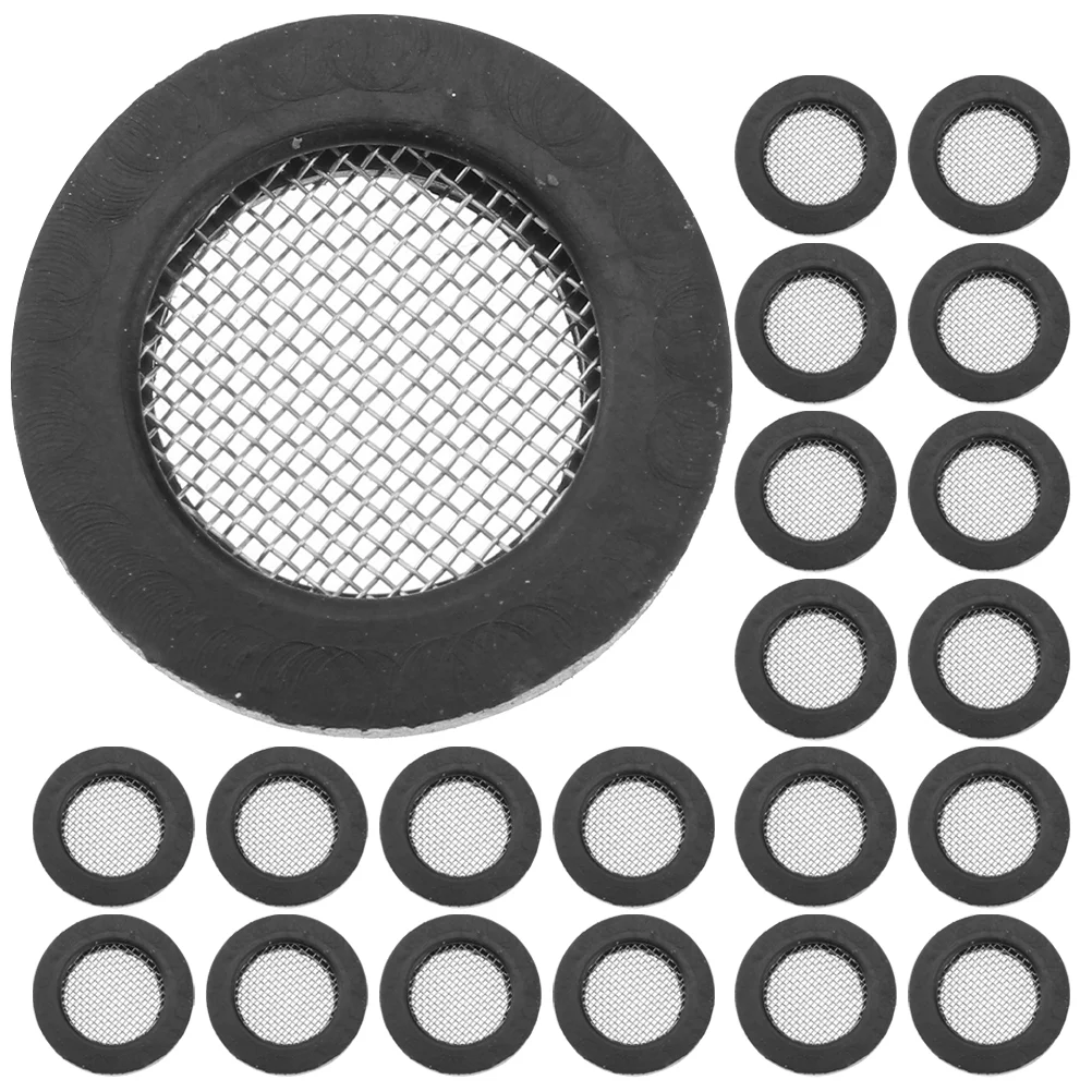 

60 Pcs 304 Steel Mesh Bellows Gasket 60pcs/pack (4 Points Black Rubber with Filter) Garden Hose Washers Faucet Water Repair Kit