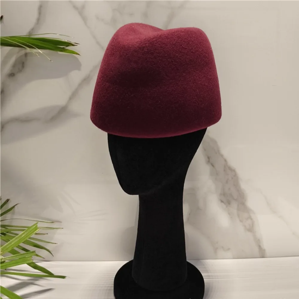 Uniform Stewardess Hat Elegant Russia Pillbox Hat Teardrop Fedoras Beret Hat Versatile Dome Woolen Top Hat Cocktail Event