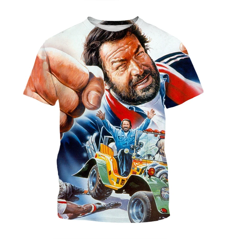 New Fashion Bud Spencer Terence Hill Men\'s 3D Printed T-shirt Harajuku Casual Round Neck Short-sleeved Men/Women Unisex T-shirt