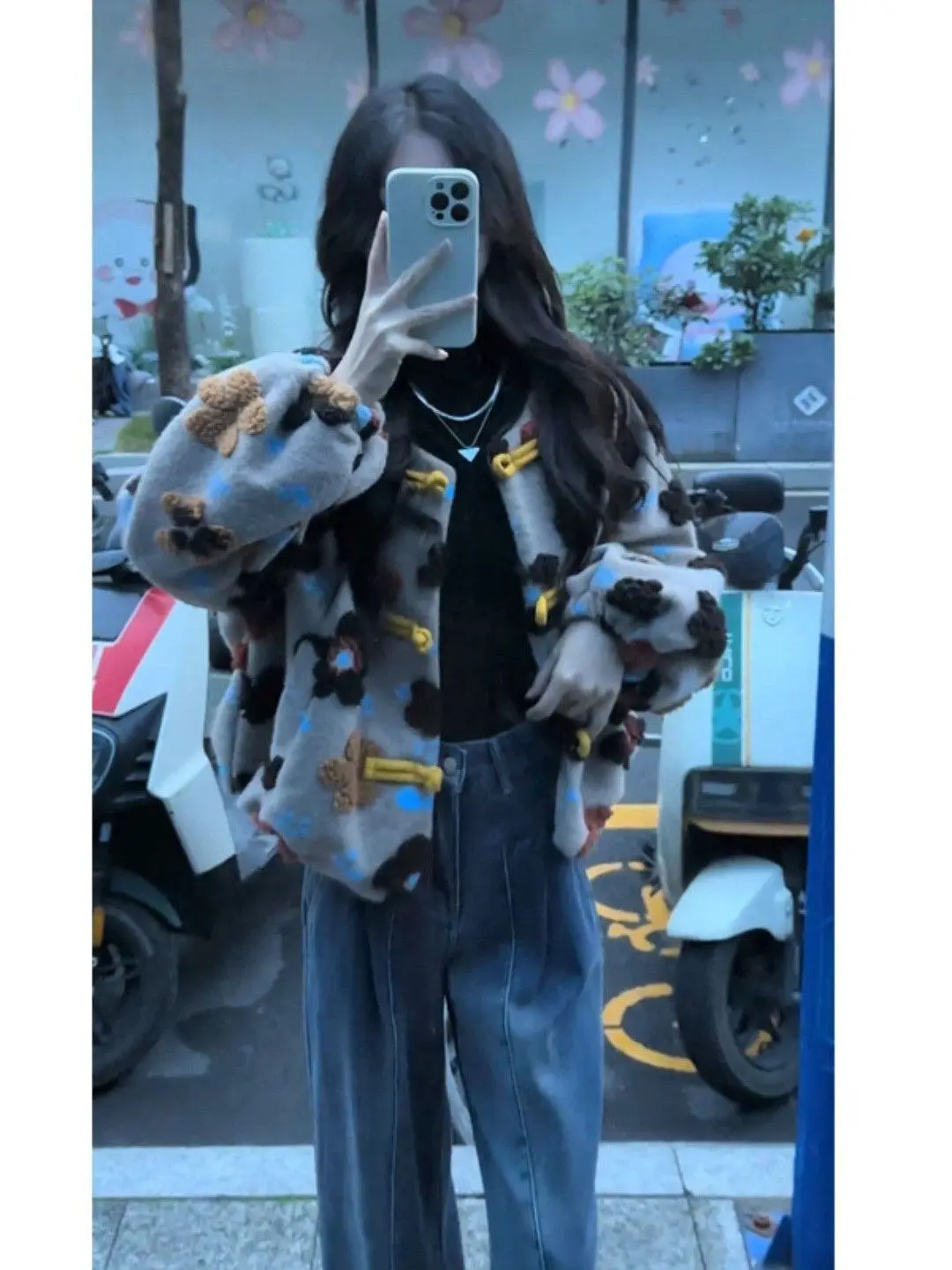 

Ретро-пальто из шерсти с цветочным принтом, женское, модное, весеннее, элегантное, высококачественное, хлопковое, приталенное, цветное, коллекция 2026 года.