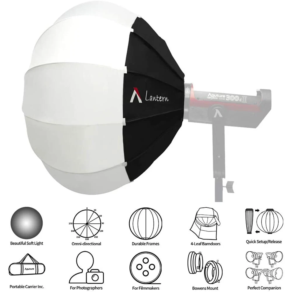 Aputure Lantern 65cm Softbox 26inch Quick-Setup Folding with Bowens Mount for Aputure 300D Mark II/120D/120D Mark II/300X