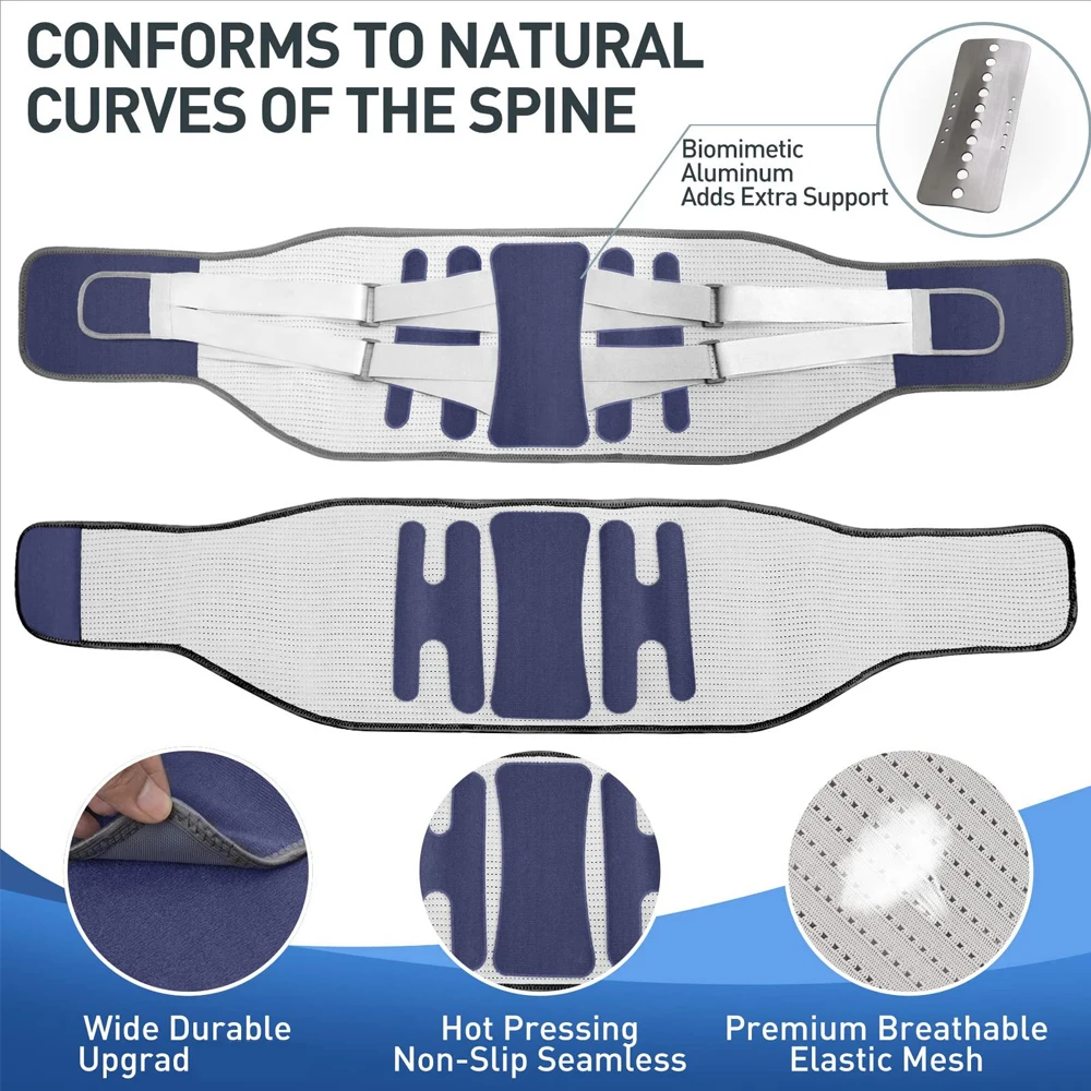 1PCS Back Brace for Women Men with Ergonomic Curved Spine Support Splints,Waist Back Brace for Posture,Work,Heavy Lifting,Sports