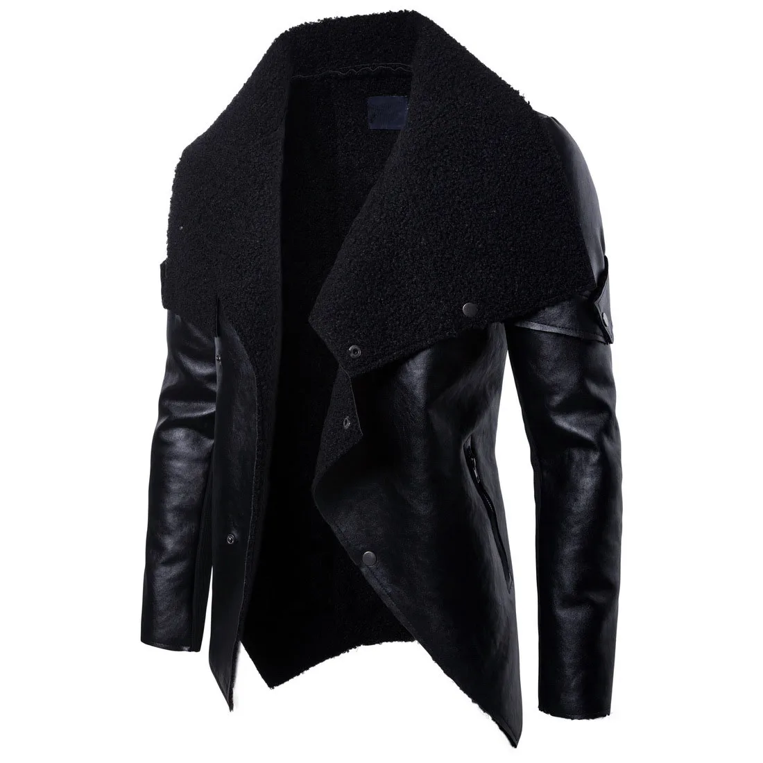 Abrigos informales de cuero PU para hombre, chaquetas de forro polar cálido a la moda, abrigos de cuero volador, LC02, nuevo