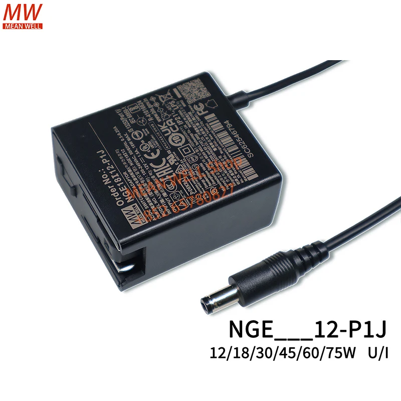 MEAN WELL Switching Power Supply Adapter 12V Miniaturized DC High-efficiency 5521 Interface U/I NGE12U24-P1J NGE12I24-P1J 18 30