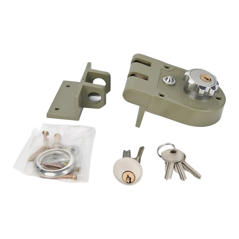 Left and Right Handed Rim Lockset for Heavy-Duty Security - Compatible with Iron and Wood Doors - Includes All Mounting Hardware
