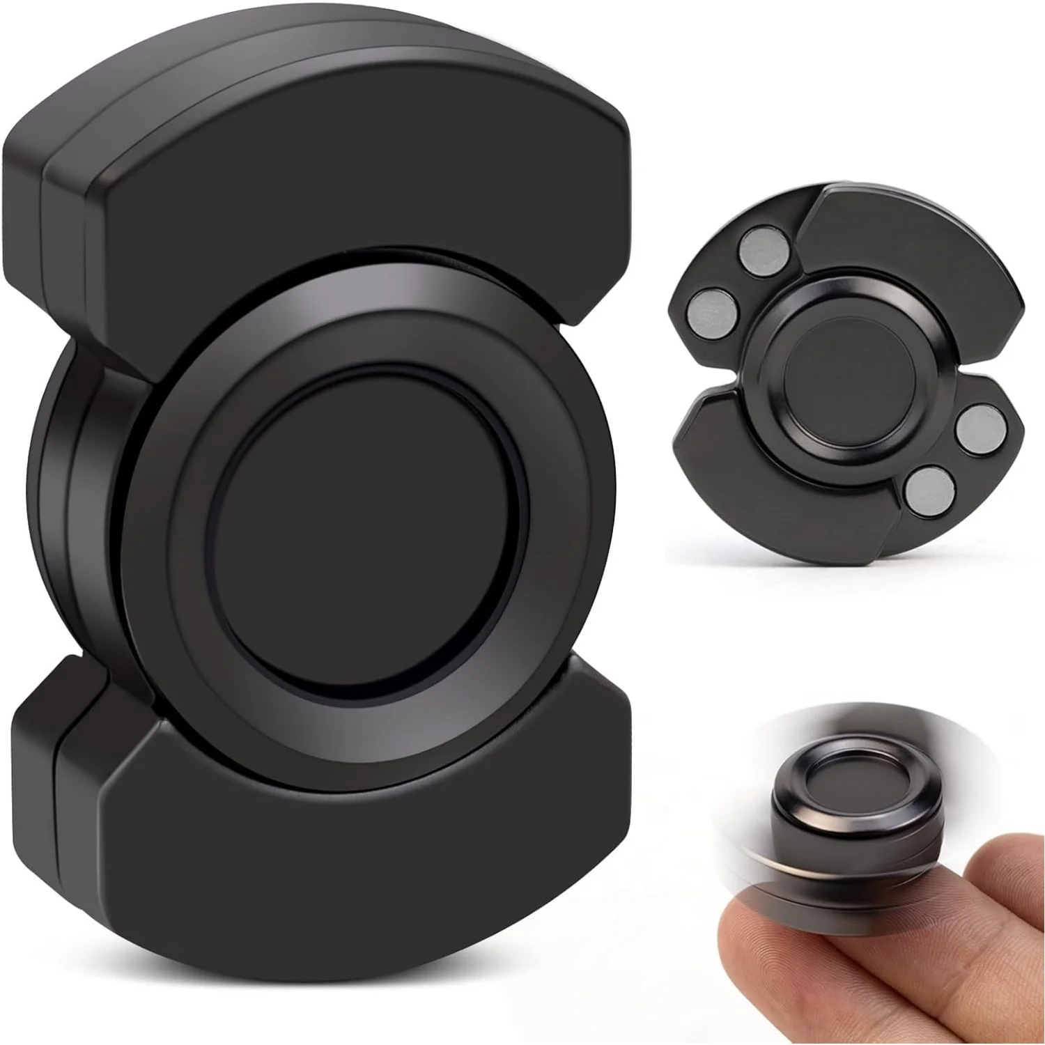 3-in-1 Magnetic Stainless Steel Bearing Fidget Toy Spinner Slider Clicker Stress Relief Focus Enhancer Adult Desk Novelty Gift