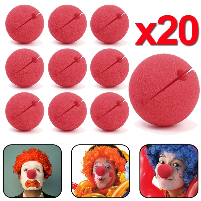 20/1pcs 5cm Fun Nose Foam Circus Clown Nose Comic Party Supplies Halloween Accessories Costume Magic Dress Party Decor Tool