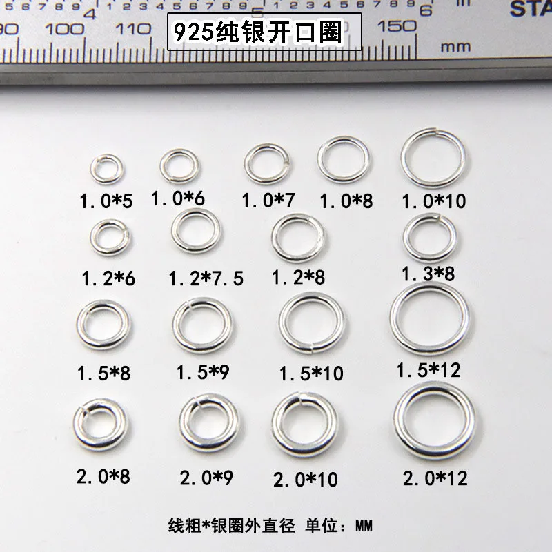 10Pcs/lot 100% S925 Sterling Silver open Ring Accessories Small circle hanging bracelet necklace diy silver jewelry material