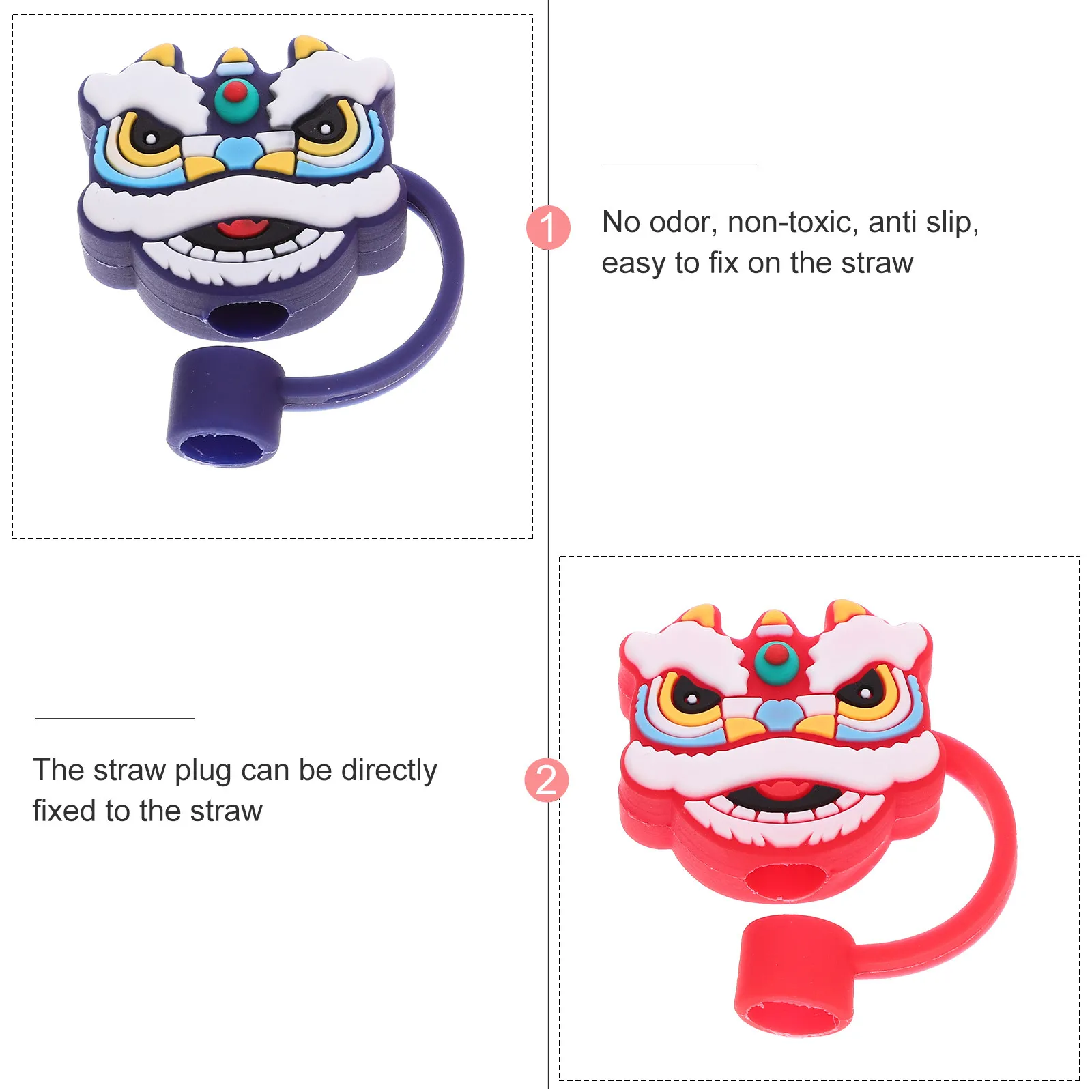 4 Pcs Lid Re Usable Straws Cute Plug Topper Protector Cover Funny Covers Caps for