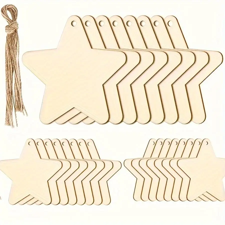 1/5/10/20/50/100pcs Wooden Crafts, DIY Christmas Ornaments with Pentagrams, Festive Decorations Mixed Color Mini Items Daughters