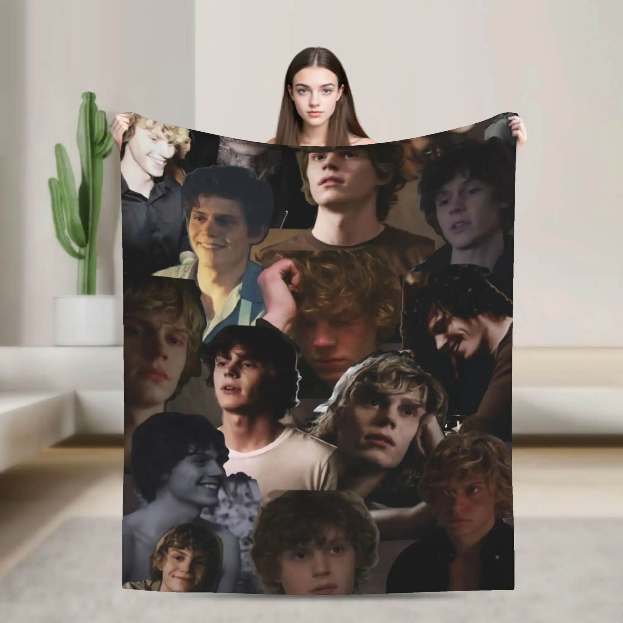 Cute Evan Peters Movie TV Actor Blanket  Travel Office Flannel Throw Blanket For Outdoor Soft Warm Quality Bedspread Gift Idea