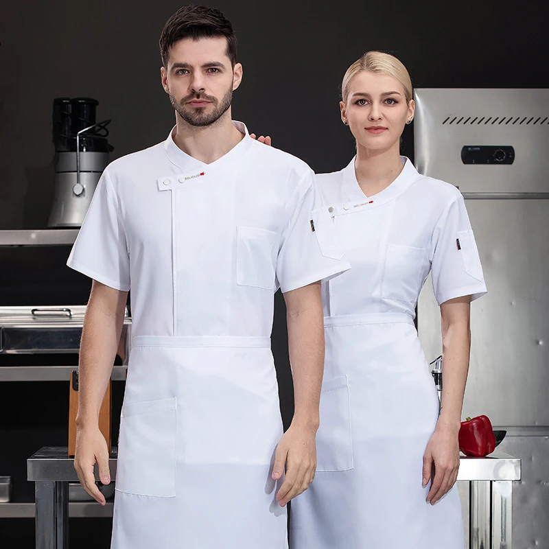 Catering Chef Work Clothes Summer Short-sleeved Breathable Thin Hotel Western Restaurant Baking Kitchen Chef Work Uniform