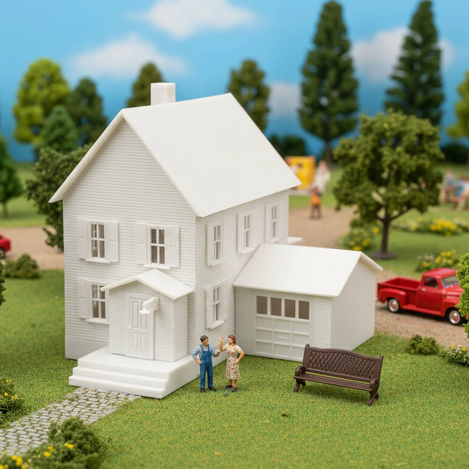 Evemodel HO مقياس 1:87 نموذج Dwelling House Kit غير مصبوغ مبنى معماري غير مجمع