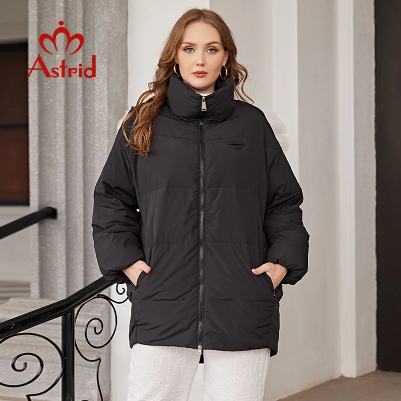 Astrid Winter Down Jacket Women 2022 Casual Sports Oversize Coat Fashion Stitching Hooded Thick Women\'s Parka Female Clothing