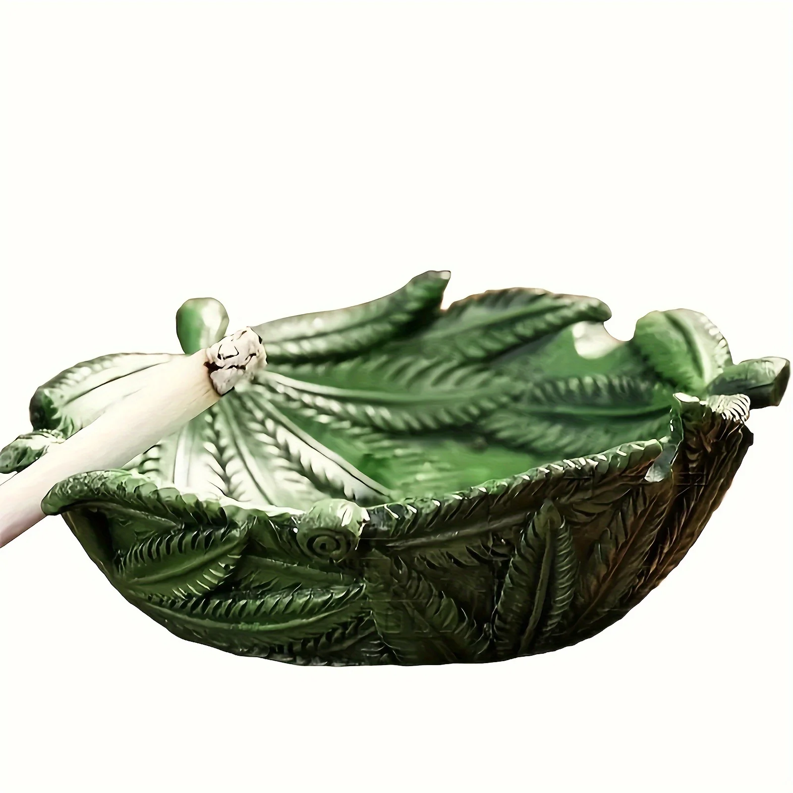 Vintage Green Leaf Resin Ashtray & Key Holder - Desk Organizer, Home Decor, Retro Bar Accessory For Indoor/Outdoor Use