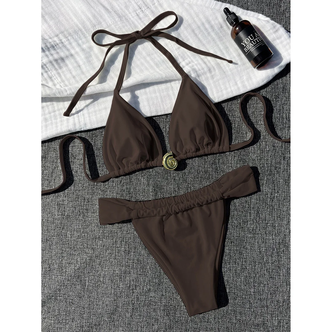 2026 Halter High-Cut Leg Weißer Bikini Damen-Badeanzug Zweiteiliger Bikini-Set mit Polsterung Badebekleidung Badeanzug V6837 – Detail 9