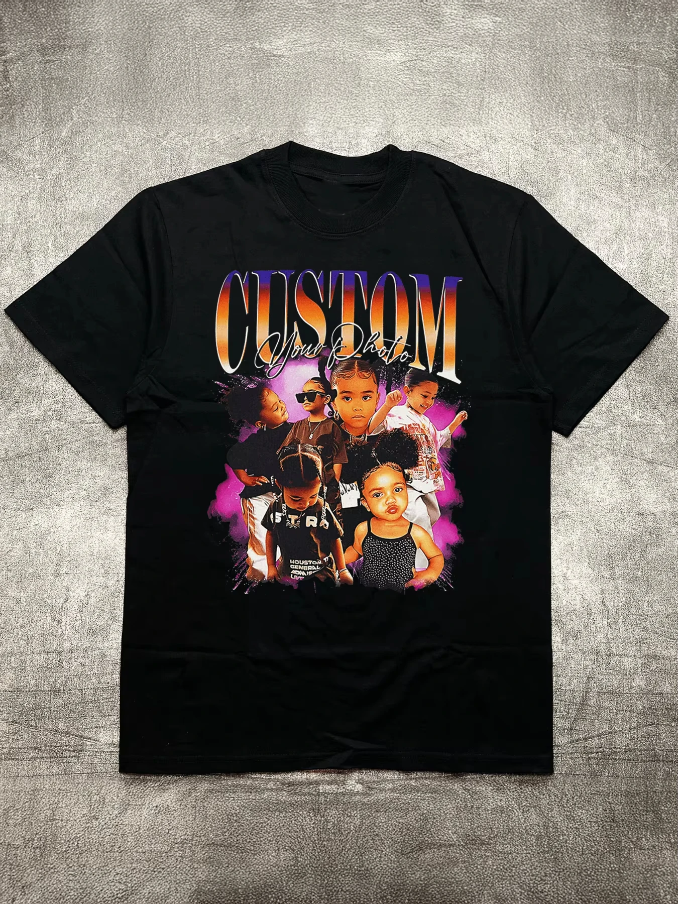 

Motorcycle men's Black Cotton Street Trend Printing 200G Heat Transfer Crew Neck Short Sleeve T-Shirt