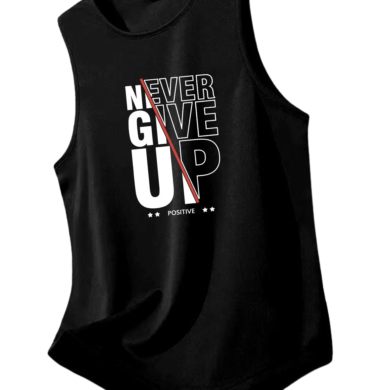 

Never Give Up Letter Print Men's Tank Top Fashion Causal Round Neck Sleeveless T-shirt Summer Outdoor Sports Quick Dry Men Vests