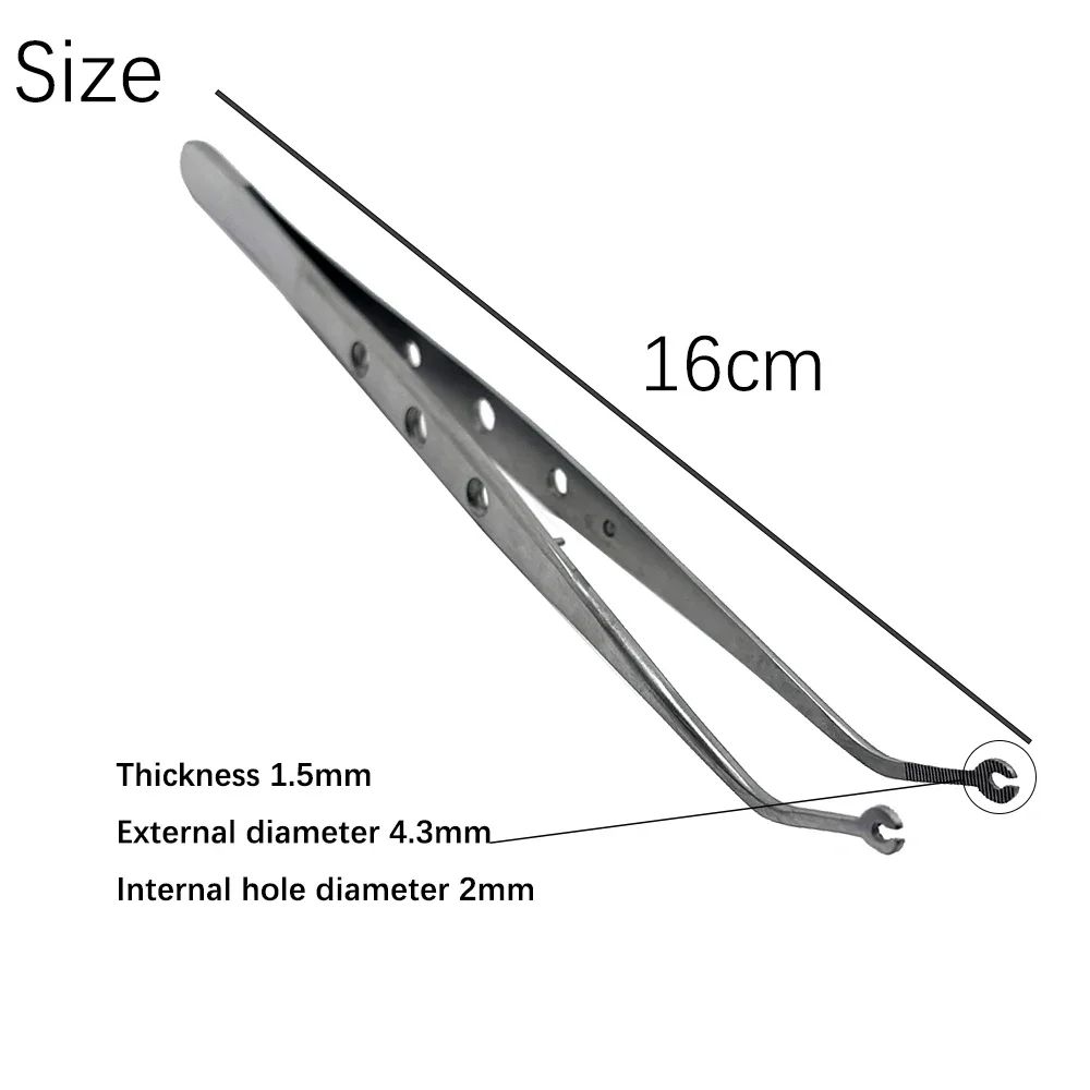 1type Dental Surgical Stitching Tweezer Tip With Hole Operation StitchingDressing Forceps Serrated TipCotton Dressing Forcep Slo