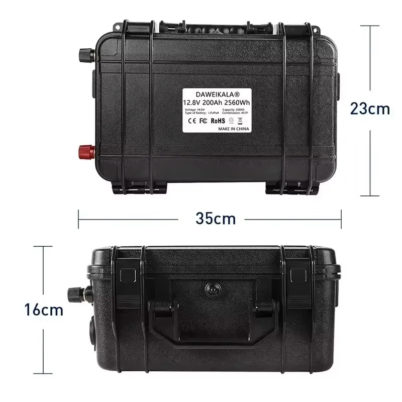 12V 200Ah LiFePO4 Battery Pack - Solar Energy Storage & Power for RV/Golf Cart/Boat Motor | Waterproof Lithium Iron Phosphate Ce