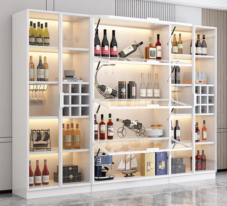 

Wine cabinet display cabinet, high-grade glass door, wine rack, living room modern and simple, small against the wall